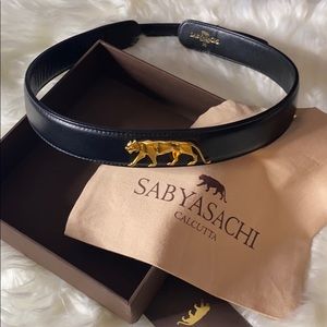 Sabyasachi Royal Tiger Designer Black Leather Belt